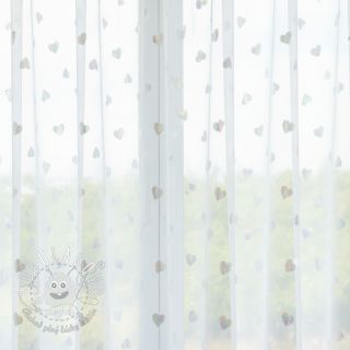 Tyl na TUTU Rainbow HEARTS off white