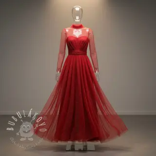 Tyl na TUTU ROYAL SPARKLE red silver