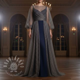 Tyl na TUTU ROYAL SPARKLE dark grey silver