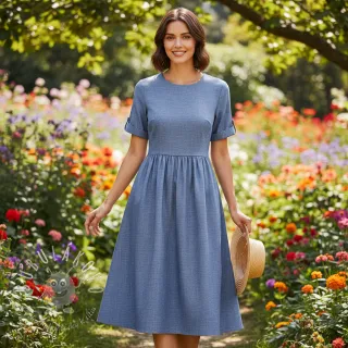 Ľan s bavlnou Lico navy