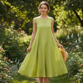 Ľan s bavlnou Fishbone bright green