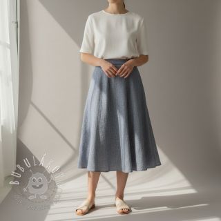 Ľan s bavlnou Fishbone navy