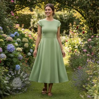 Ľan s bavlnou Fishbone lime