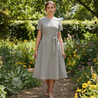 Ľan s bavlnou Lira medium stripe black