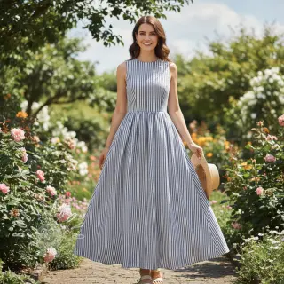 Ľan s bavlnou Lira big stripe jeans