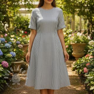 Ľan s bavlnou Lira medium stripe jeans