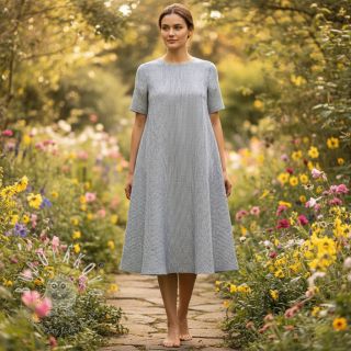 Ľan s bavlnou Lira mini stripe jeans