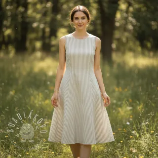 Ľan s bavlnou Lira big stripe beige