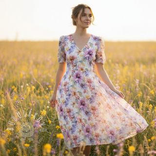 Ľan s bavlnou Peony roses RAMIE light pink digital print