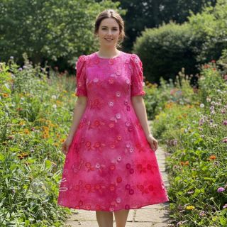 Bavlnená látka TIE DYE EMBROIDERY Poppy design U