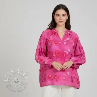 Bavlnená látka TIE DYE EMBROIDERY Poppy design U