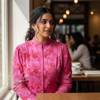 Bavlnená látka TIE DYE EMBROIDERY Poppy design U