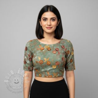 Bavlnená látka TIE DYE EMBROIDERY Poppy design O