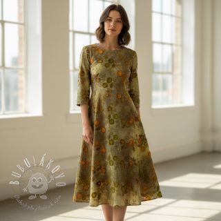 Bavlnená látka TIE DYE EMBROIDERY Poppy design P