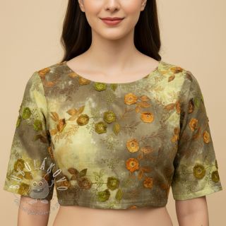 Bavlnená látka TIE DYE EMBROIDERY Poppy design P