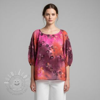 Bavlnená látka TIE DYE EMBROIDERY Poppy design Q