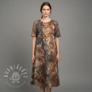 Bavlnená látka TIE DYE EMBROIDERY Poppy design M