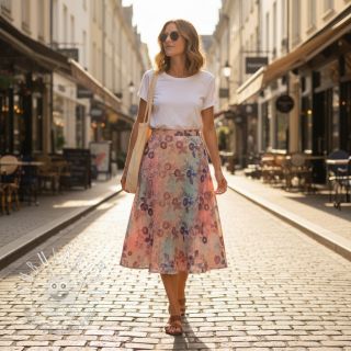 Bavlnená látka TIE DYE EMBROIDERY Poppy design R