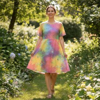 Bavlnená látka EMBROIDERY Tie dye Della design A