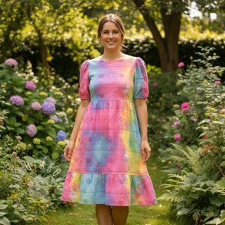 Bavlnená látka EMBROIDERY Tie dye Della design B