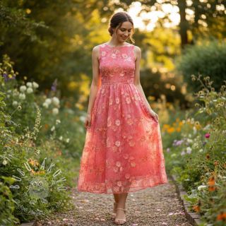 Bavlnená látka TIE DYE EMBROIDERY Poppy design K