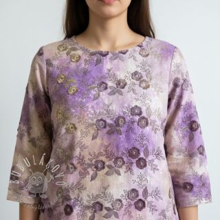 Bavlnená látka TIE DYE EMBROIDERY Poppy design J