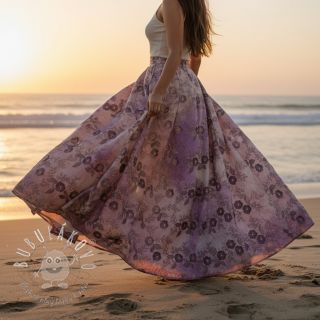 Bavlnená látka TIE DYE EMBROIDERY Poppy design J