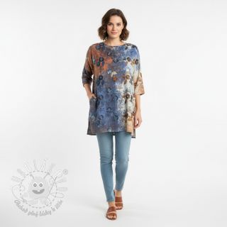 Bavlnená látka TIE DYE EMBROIDERY Poppy design I