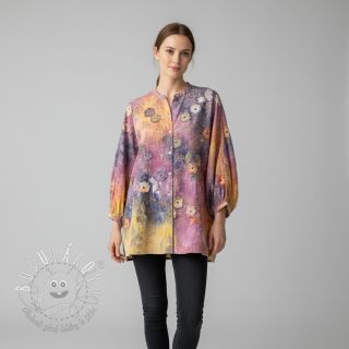 Bavlnená látka TIE DYE EMBROIDERY Poppy design E