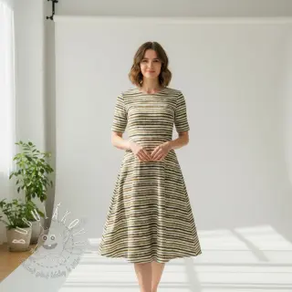 Bavlnená látka Small stripes Snoozy taupe