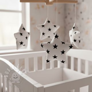 Bavlnená látka Stars white/black