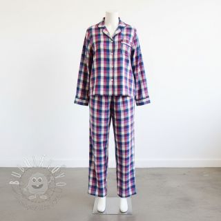 Bavlnená látka YARN DYED Square cerise