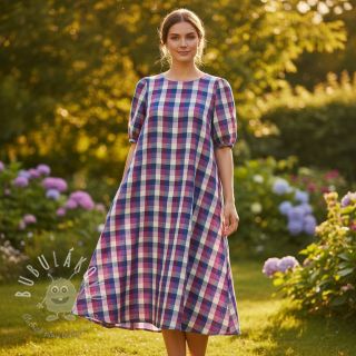 Bavlnená látka YARN DYED Square cerise