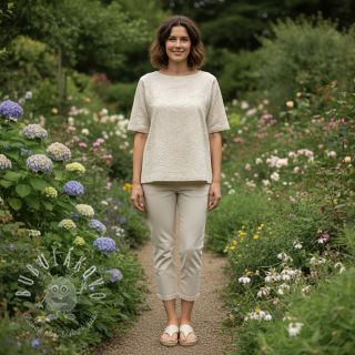 Bavlnená látka EMBROIDERY GABARDINE Luana natural