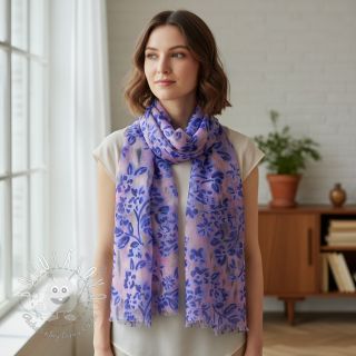 Bavlnená látka SATIN Purple flowers digital print