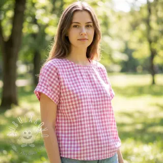 Bavlnená látka Check pink