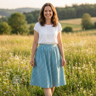 Bavlnená látka Check petrol