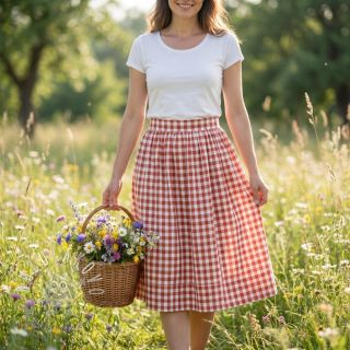 Bavlnená látka Check terra