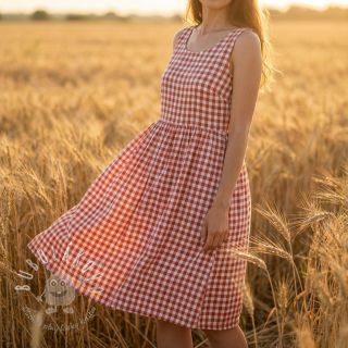 Bavlnená látka Check terra