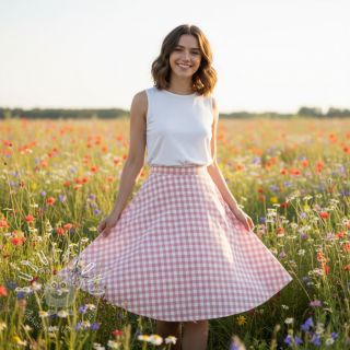 Bavlnená látka Check old rose