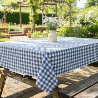 Bavlnená látka Check blue