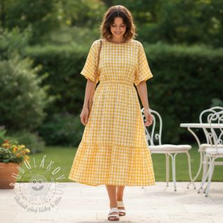 Bavlnená látka Check yellow