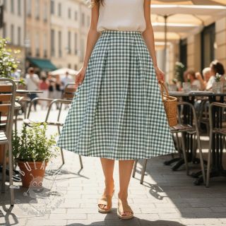 Bavlnená látka Check teal