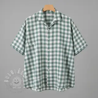 Bavlnená látka Check teal