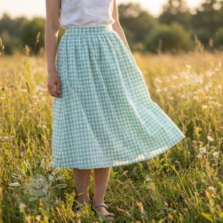 Bavlnená látka Check mint