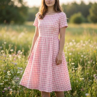 Bavlnená látka Check rosa