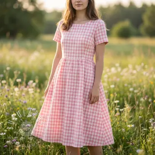 Bavlnená látka Check rosa