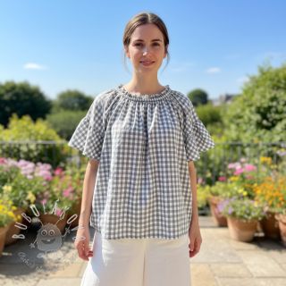 Bavlnená látka Check grey