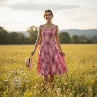 Bavlnená látka Check red