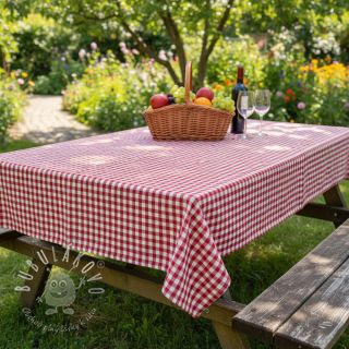 Bavlnená látka Check red